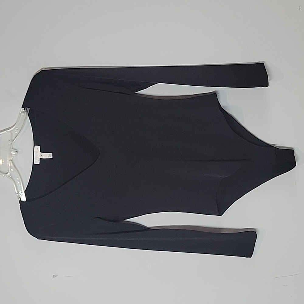Leith black deep v-neck long sleeve bodysuit